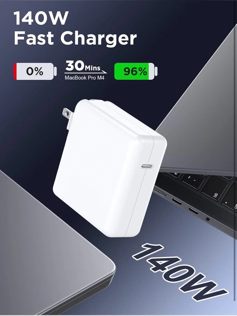140W Charger for MacBook Pro 16/14 inch Mac Air 15/13 inch 2021-2025 M1-M4 6.6FT